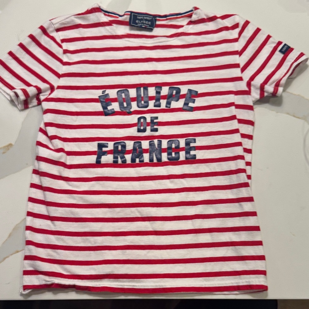 Saint James X Elysee Kids Red And White Striped Tee 10 Yrs